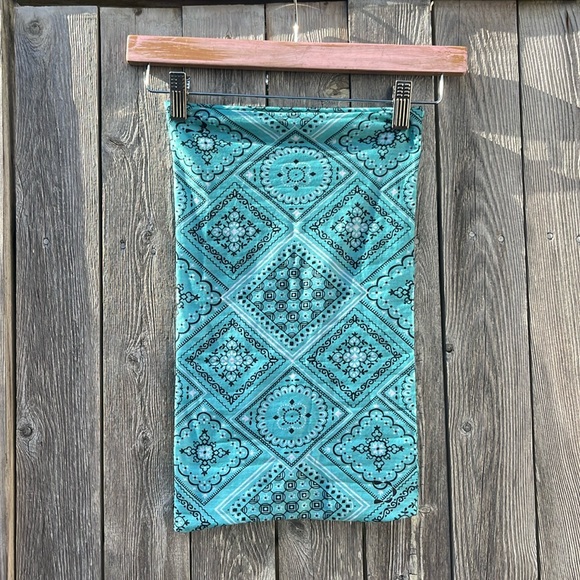 Tybee Island Teal/Multi Boho Print Tube Top/Head-wrap,One Size - Picture 1 of 5